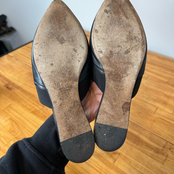 Vince Nadette Black Leather Pointed Toe Slip On Mules Flats Size 7.5 - Picture 9 of 9